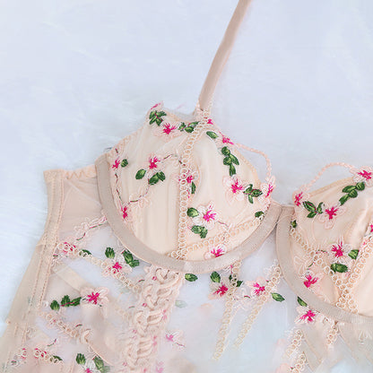 Fancy Lingerie Woman  Floral Embroidery Set