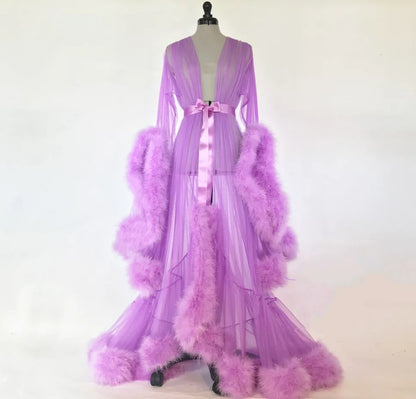 Fur Robe Hot See Through  Sexy Nightgowns