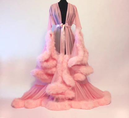 Fur Robe Hot See Through  Sexy Nightgowns